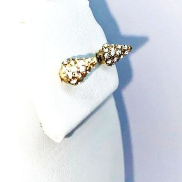 Christmas Tree Gold-Tone Rhinestone Stud Earrings - Picture 1 of 7